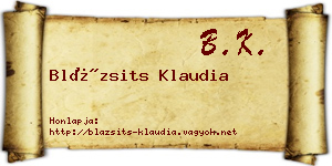 Blázsits Klaudia névjegykártya